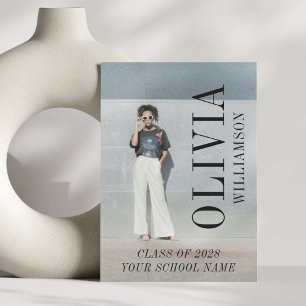 Moderne volledige foto verticale naam afstudeerfot aankondiging