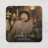 Moderne volledige foto zwart & Gold Trendy Influen Vierkante Visitekaartje (Voorkant)