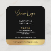 Moderne volledige foto zwart & Gold Trendy Influen Vierkante Visitekaartje (Achterkant)