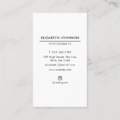 Moderne volledige fotofotografie minimalistisch visitekaartje (Achterkant)