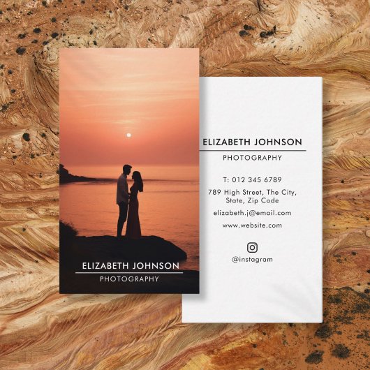 Moderne volledige fotofotografie minimalistisch visitekaartje