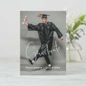 Moderne volledige fotoscript Afstuderen aankondigi Kaart (Staand voorkant)