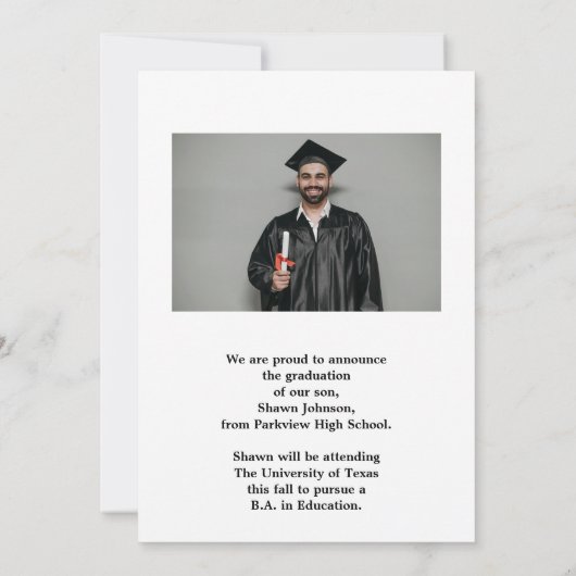 Moderne volledige fotoscript Afstuderen aankondigi Kaart (Achterkant)