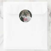 Moderne volledige huwelijksfoto dank u ronde sticker (Tas)