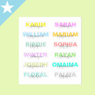 Moderne Volledige Namen in Kleurend Schrift, Beste Sticker