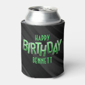 Moderne volwassen groene verjaardag blikjeskoeler (Blikje Voorkant)