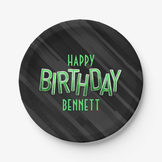 Moderne volwassen groene verjaardag papieren bordje (Voorkant)