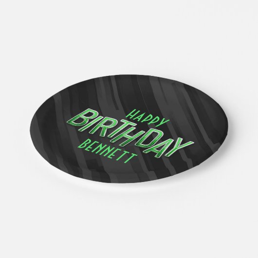 Moderne volwassen groene verjaardag papieren bordje (Gekanteld)
