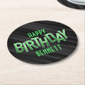 Moderne volwassen groene verjaardag ronde kartonnen onderzetter (Gebogen)