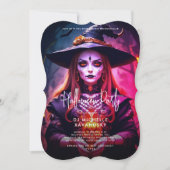 Moderne Volwassen Halloween Party Gotische Heks Kaart (Voorkant)