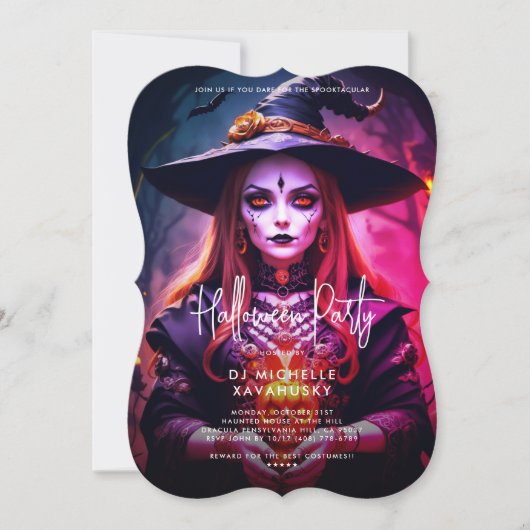 Moderne Volwassen Halloween Party Gotische Heks Kaart (Voorkant)