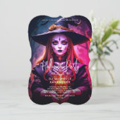 Moderne Volwassen Halloween Party Gotische Heks Kaart (Staand voorkant)