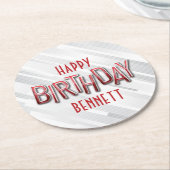 Moderne volwassen rode verjaardag ronde kartonnen onderzetter (Gebogen)