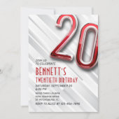 Moderne Volwassene 20e Verjaardag Uitnodiging (Voorkant)