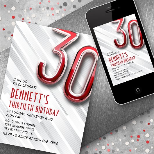 Moderne Volwassene 30e Verjaardag uitnodiging