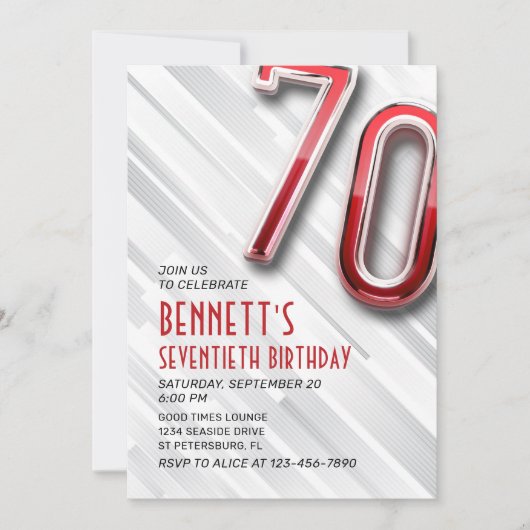 Moderne Volwassene 70e Verjaardag Uitnodiging (Voorkant)