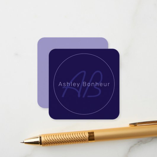 Moderne voor- en achternaam met monogram informatiekaartje (Voorkant / Achterkant in situ)