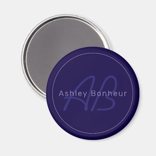 Moderne voor- en achternaam met monogram magneet (Voorkant / Achterkant)
