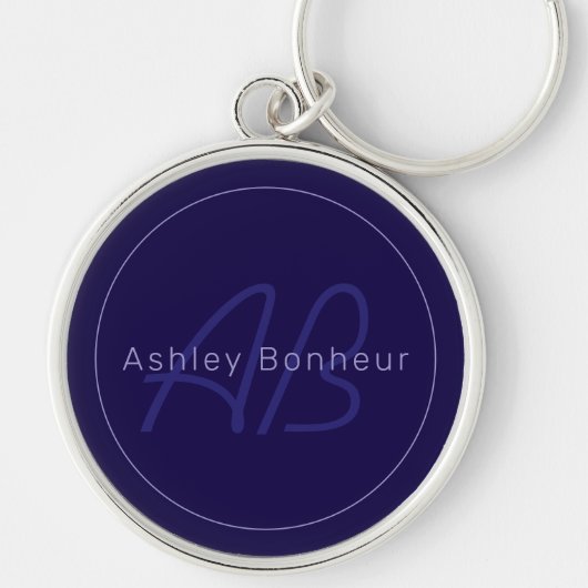 Moderne voor- en achternaam met monogram sleutelhanger (Voorkant)