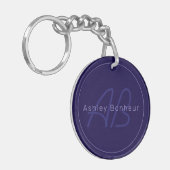 Moderne voor- en achternaam met monogram sleutelhanger (Voorkant Links)