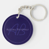Moderne voor- en achternaam met monogram sleutelhanger (Achterkant)