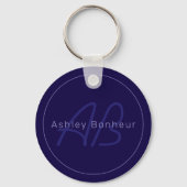 Moderne voor- en achternaam met monogram sleutelhanger (Achterkant)