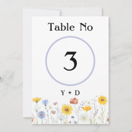 Moderne voorjaarsbruiloft met wilde bloemen kaart
