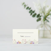Moderne voorjaarsbruiloft met wilde bloemen plaatskaartje (Staand voorkant)