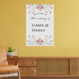 Moderne voorjaarsbruiloft met wilde bloemen poster