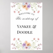 Moderne voorjaarsbruiloft met wilde bloemen poster (Voorkant)