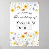 Moderne voorjaarsbruiloft met wilde bloemen poster (Voorkant)