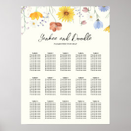 Moderne voorjaarsbruiloft met wilde bloemen  zitpl poster