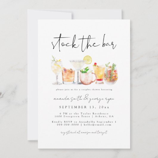 Moderne voorraad De Bar Douche Invitation Sjabloon Kaart (Voorkant)