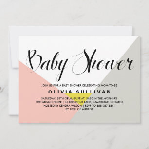 Moderne vormen Blush & Grey Baby shower Invitation Kaart
