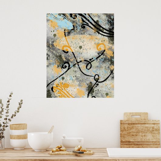 Moderne vormen en kleur poster (Keuken)