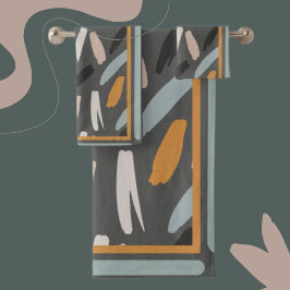 Moderne vormen Perwinkle, Oranje, Blush Blauwgroen Bad Handdoek