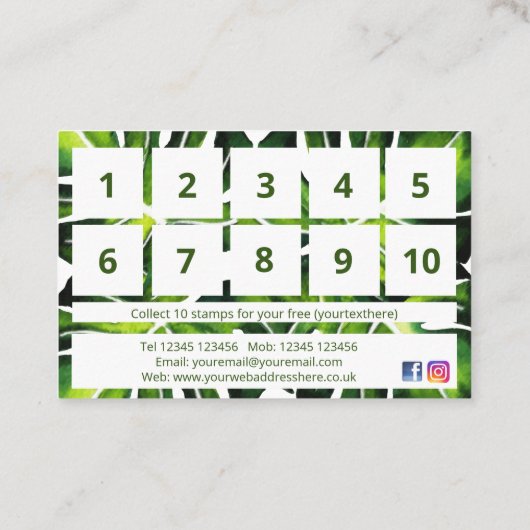 Moderne vormgeving met groenbladerblad visitekaartje (Achterkant)