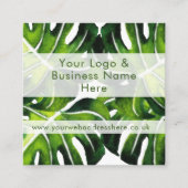 Moderne vormgeving met groot groen palmblad vierkante visitekaartje (Voorkant)