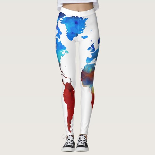 Moderne vormgeving van de wereldkaart over sexy le leggings (Voorkant)