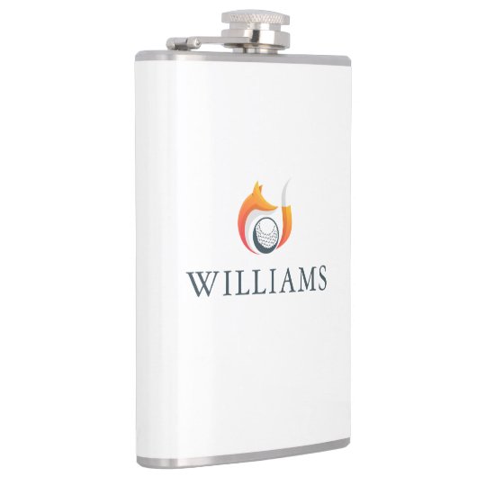 Moderne Vos En Golfbal Gepersonaliseerde Naam Heupfles (Rechts)