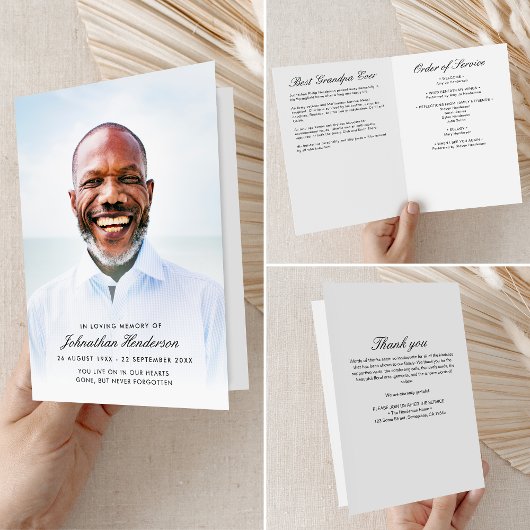 Moderne Vouwbare Uitvaart Order of Service Foto Programma