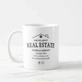 Moderne vraag me over onroerend goed koffiemok