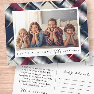 Moderne Vrede en Liefde Kerstmis Familie Foto Briefkaart