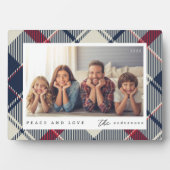 Moderne Vrede en Liefde Kerstmis Familie Foto Fotoplaat (voorkant)