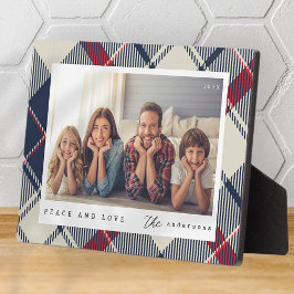 Moderne Vrede en Liefde Kerstmis Familie Foto Fotoplaat