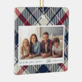 Moderne Vrede en Liefde Kerstmis Familie Foto Keramisch Ornament (Rechts)
