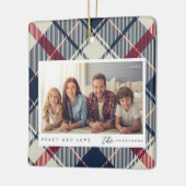 Moderne Vrede en Liefde Kerstmis Familie Foto Keramisch Ornament (Links)