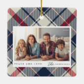 Moderne Vrede en Liefde Kerstmis Familie Foto Keramisch Ornament (Achterkant)