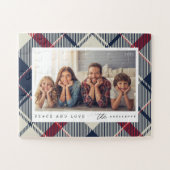 Moderne Vrede en Liefde Kerstmis Familie Foto Legpuzzel (Horizontaal)