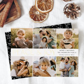 Moderne vrede en vrede 6 Foto zwart en goud Folie Feestdagenkaart